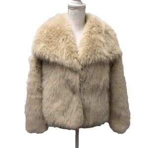 Jenniferm Faux Fur Jacket Womens Small Cream Oversize Gorpcore Vanilla Girl